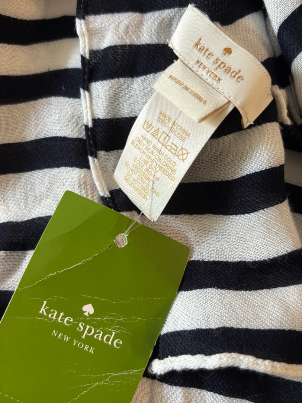 Kate Spade Navy and White Striped Large Scarf